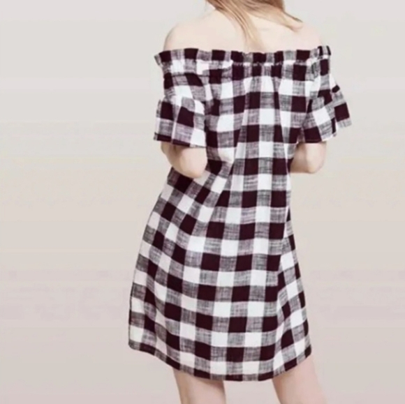 Anthropologie Philosophy Black & White Plaid Mini Linen Blend Dress Medium - Picture 2 of 10